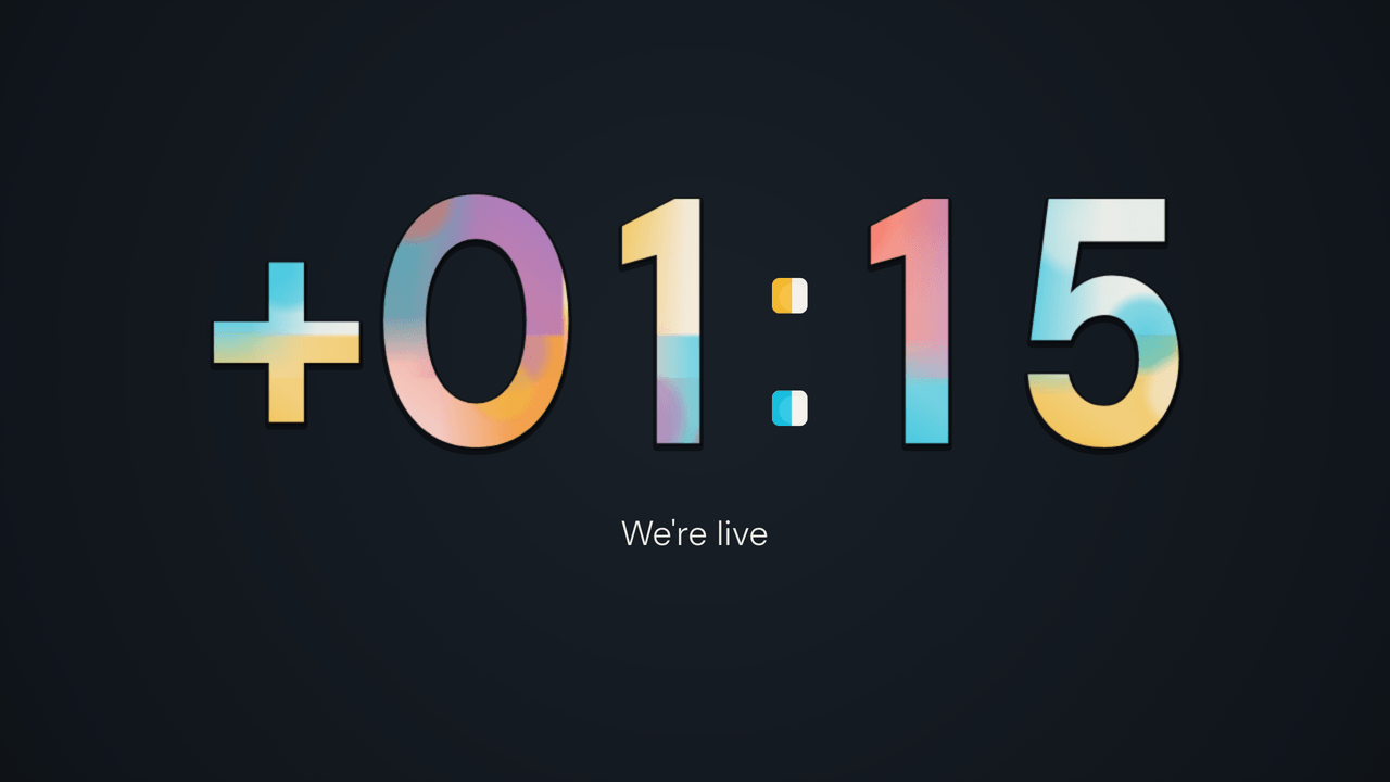 Acetate: overtime. Counting up past zero, 1:15 over.