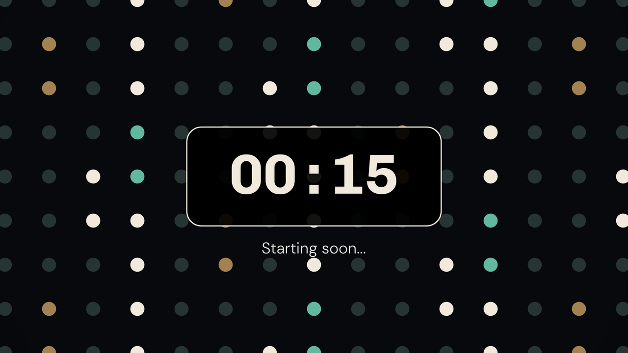 Circle Grid: final minute. 15 seconds left of a 5-minute timer.