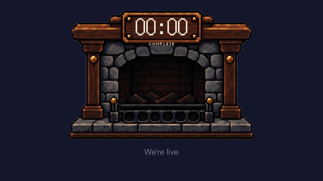 Emberlight Hearth: zero. The end message replaces the message.