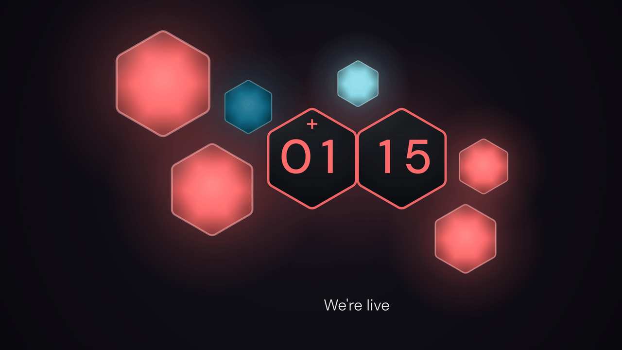 Hex Sketch: overtime. Counting up past zero, 1:15 over.