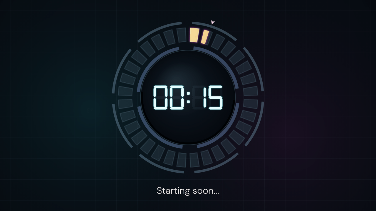 Neon Dial: final minute. 15 seconds left of a 5-minute timer.